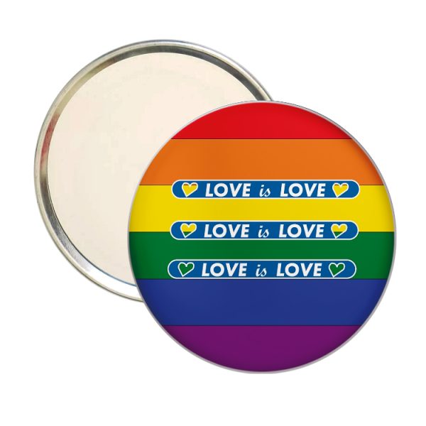 ESPEJO REDONDO LOVE IS LOVE BANDERA COMUNIDAD LGTB