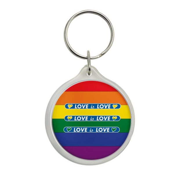 LLAVERO REDONDO LOVE IS LOVE BANDERA COMUNIDAD LGTB