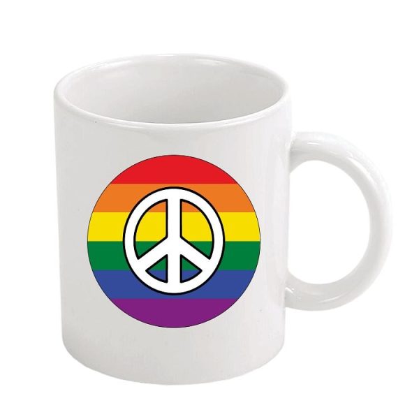 TAZA SIMBOLO DE LA PAZ CON BANDERA LGTB